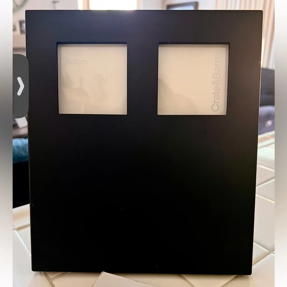 CRATE & BARREL Magnetic Chalkboard Frame  Fits 2 3x3 Photos Comes with Chalk NWT